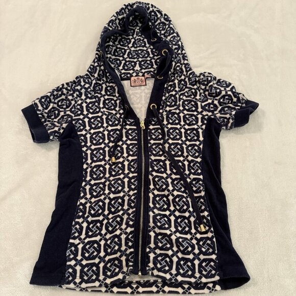Vintage Juicy Couture French Terry Short Sleeve Hoodie Women Small Y2K Geometric - Picture 9 of 11